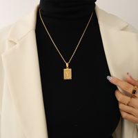 European And American Light Luxury Retro 26 Letter Tag Titanium Steel Plated 18k Real Gold Necklace sku image 25