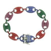 European And American Hip Hop Colored Diamond Pig Nose Bracelet Wholesale sku image 4