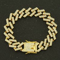 European And American Hip-hop Cuban Chain Full Diamond Bracelet sku image 1
