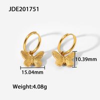 European And American 18k Gold-plated Hanging Butterfly Metal Stainless Steel Earrings sku image 1
