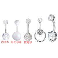 New Belly Button Nail Zircon Fashionable Piercing Jewelry Set sku image 4