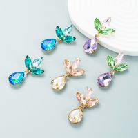 Fashion Multi-layer Drop-shaped Glass Diamond Flower Earrings main image 2