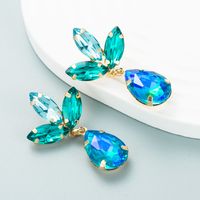 Fashion Multi-layer Drop-shaped Glass Diamond Flower Earrings main image 3