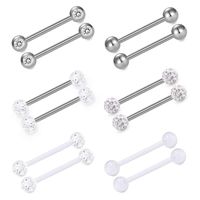 Diamond Perforated Tongue Nail Stainless Steel Barbell Tongue Ring sku image 3