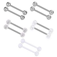 Diamond Perforated Tongue Nail Stainless Steel Barbell Tongue Ring sku image 2