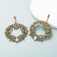 New Rhinestone Creative Round Flower Earrings European And American Retro Ear Jewelry main image 6