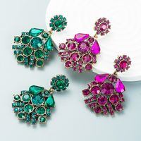 Personality Alloy Diamond Rhinestone Glass Diamond Flower Earrings main image 1