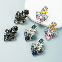 Fashion Alloy Diamond-studded Shiny Earrings Sunflower Flowerpot Earrings main image 1