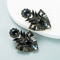 Fashion Alloy Diamond-studded Shiny Earrings Sunflower Flowerpot Earrings sku image 2