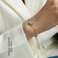 Enamel Oil Drop Small Chrysanthemum Snake Bone Chain Bracelet Pull Buckle Design Bracelets Wholesale Nihaojewelry sku image 1