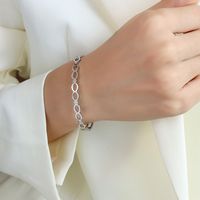 Korean Style Simple Fashion Lucky Number 8 Zircon Bracelet Hand Ornaments Titanium Steel sku image 3