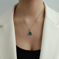 European And American Green Zircon Emerald Green Crystal Stone Earrings Necklace sku image 3