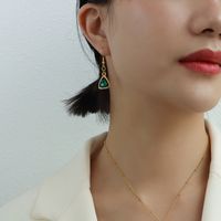 European And American Green Zircon Emerald Green Crystal Stone Earrings Necklace sku image 7