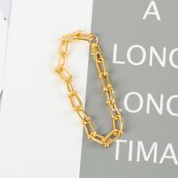 Fashion U-shaped Necklace Punk Hip Hop Thick Chain Bracelet Necklace Set sku image 1