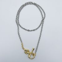 Korean Long Necklace Ot Buckle Sweater Chain Copper Necklace Wholesale sku image 1