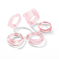 Wholesale Jewelry Simple Transparent Acetate Resin Ring  5-piece Set Nihaojewelry sku image 5