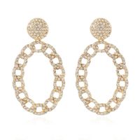Fashion Alloy Full Diamond Chain Oval Earrings sku image 1