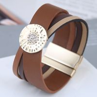 European And American Trend Simple Leather Metal Accessories Bracelet main image 2