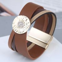 European And American Trend Simple Leather Metal Accessories Bracelet sku image 1