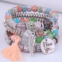 Pulsera De Varias Capas Con Alas De Corazón De Disco De Moda Europea Y Americana sku image 2