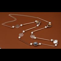Classic Fashion Luxury Niche Pearl Sweater Chain Copper Necklace main image 1