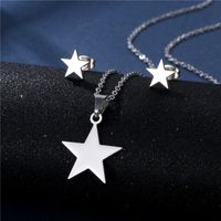 Stainless Steel Necklace Earrings Set Wholesale Fashion Heart Bear Two-piece Set main image 6