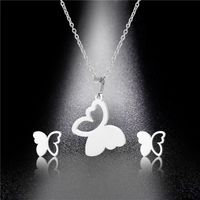European And American Fashion New Butterfly Pendant Necklace Earrings Set main image 3