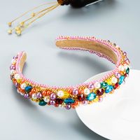 Beaded Crystal Baroque Style Inlaid Zirconium Stone Headband sku image 1