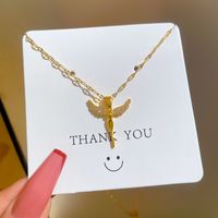 Angel Wings Zircon Titanium Steel Necklace Wholesale main image 1