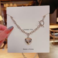 Korea New Heart-shape Alloy Necklace Female main image 1