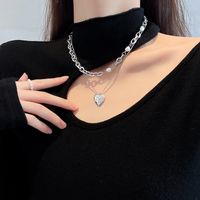European And American Double-layer Titanium Steel Necklace Retro Pearl Sweater Chain main image 1