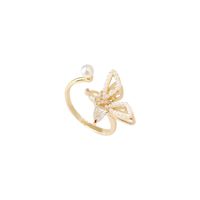 Butterfly Personality Pearl Zircon Temperament Finger Ring main image 3