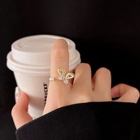 Butterfly Personality Pearl Zircon Temperament Finger Ring main image 5