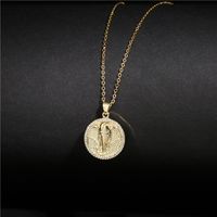 European And American Personality Gold Coin Elephant Pendant Copper Necklace main image 3