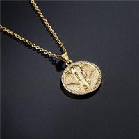 European And American Personality Gold Coin Elephant Pendant Copper Necklace main image 4