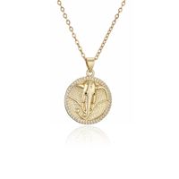 European And American Personality Gold Coin Elephant Pendant Copper Necklace main image 5