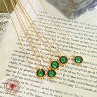 Chinese Style Emerald Zircon Titanium Steel Necklace main image 3