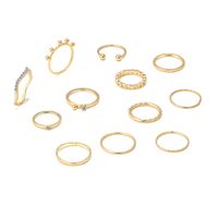 Simple Inlaid Rhinestone Joint Ring New Gold Bead Chain Ring Wholesale main image 6