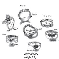New Retro Bee Joint Butterfly Combination Ring 7 Piece Set main image 4