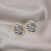 Fashion Fabric Checkerboard Stripes Black And White Geometric Retro Stud Earrings main image 5