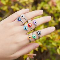 New Creative Copper Wire Hand-woven Devil's Eye Ring Blue Eye Jewelry main image 3