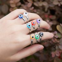 New Creative Copper Wire Hand-woven Devil's Eye Ring Blue Eye Jewelry main image 4