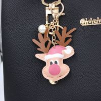 Christmas Elk Leather Keychain Pendant Animal Fawn Pendant Keychain main image 3