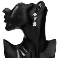 Long Fashion European And American Flower Water Drop Zircon Earrings main image 1