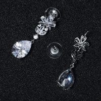 Long Fashion European And American Flower Water Drop Zircon Earrings main image 5