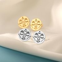 New Sun Face Earrings Oval Corrosion Smearing 18k Gold-plated Copper Earrings Female main image 5