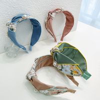 Korean New Headband Fashion Printed Fabric Color Matching Knotted Headband main image 3