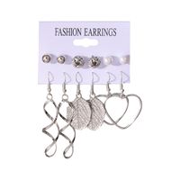 Exaggerated Retro Geometric Leaf Fashion Pearl 6 Pairs Of Earrings Set main image 1