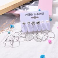 Exaggerated Retro Geometric Leaf Fashion Pearl 6 Pairs Of Earrings Set main image 5