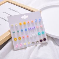 Tide Rainbow Small Daisy Simple Color Flower Bow 20 Pairs Of Earrings Set main image 4